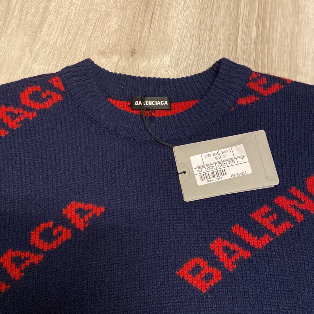 Balenciaga Sweater - Blue/Red - Large - Picture 6 of 11